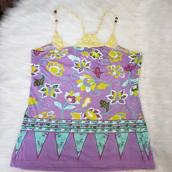 Whimsical Fairy Boho Multicolor Paisley floral strappy tank top LUCY SMALL - Picture 4 of 5